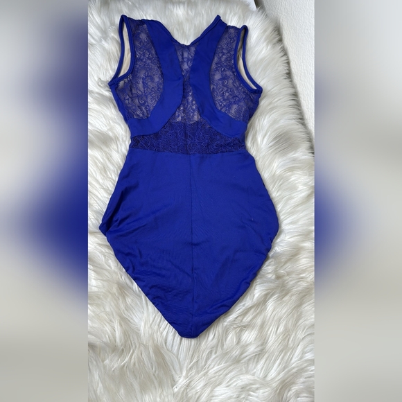 unbranded Tops - Elegant Royal Blue Lace Leotard Size Small Back Detail EUC Dancer Recital